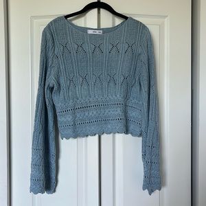 MNG blue crochet sweater